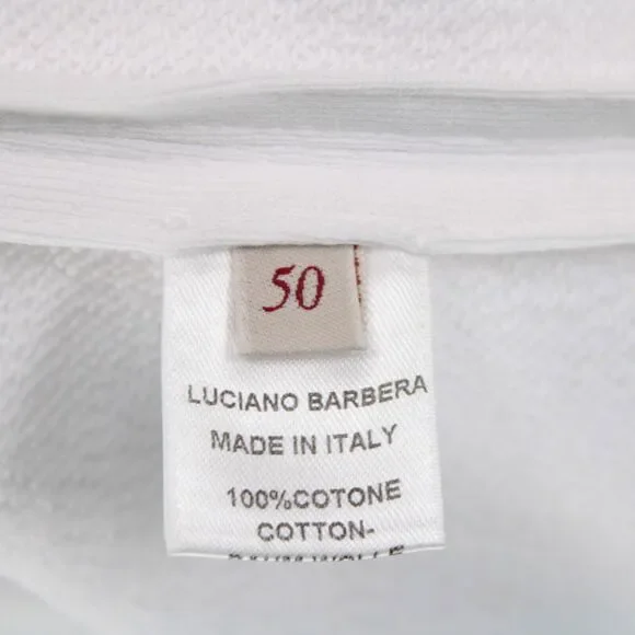 Luciano Barbera NWD 100% Cotton Bomber Jacket Size 50 (M US) In Solid White